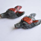 2pcs Bloodstone Carved Wolf Head Pendants for Necklace