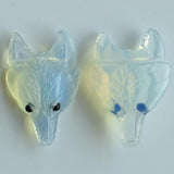 2pcs Opal Stone Carved Wolf Head Pendants for Necklace Jewelry
