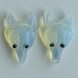 2pcs Opal Stone Carved Wolf Head Pendants for Necklace Jewelry