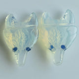 2pcs Opal Stone Carved Wolf Head Pendants for Necklace Jewelry