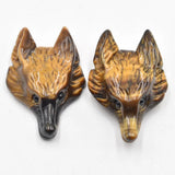2pcs Labrador Lapis Lazuli Carved Wolf Head Pendants for Necklace