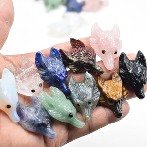 2pcs Labrador Lapis Lazuli Carved Wolf Head Pendants for Necklace