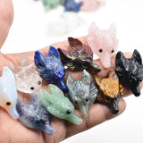 2pcs Labrador Lapis Lazuli Carved Wolf Head Pendants for Necklace