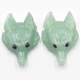 2pcs Labrador Lapis Lazuli Carved Wolf Head Pendants for Necklace