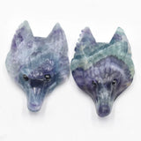 2pcs Labrador Lapis Lazuli Carved Wolf Head Pendants for Necklace