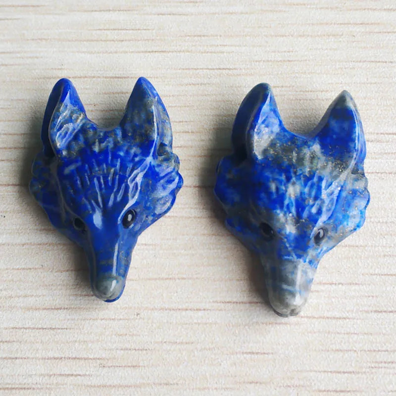 Natural Lapis Lazuli Carved Fox Shape Pendant for Necklace Making