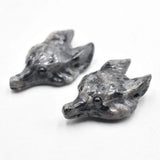 2pcs/lot Natural Spectrolite Carved Wolf Head Shape Pendants for Necklace