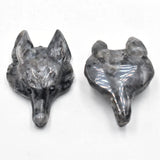 2pcs/lot Natural Spectrolite Carved Wolf Head Shape Pendants for Necklace