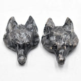 2pcs/lot Natural Spectrolite Carved Wolf Head Shape Pendants for Necklace