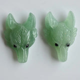 2pcs Green Aventurine Wolf Head Shape Pendants for Necklace