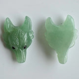 2pcs Green Aventurine Wolf Head Shape Pendants for Necklace
