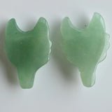2pcs Green Aventurine Wolf Head Shape Pendants for Necklace