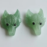 2pcs Green Aventurine Wolf Head Shape Pendants for Necklace