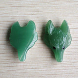 2pcs Green Aventurine Carved Fox Shape Pendants for Necklace