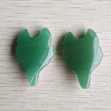 2pcs Green Aventurine Carved Fox Shape Pendants for Necklace