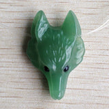 2pcs Green Aventurine Carved Fox Shape Pendants for Necklace