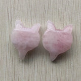 2pcs Natural Quartz Stone Fox Charms Pendants for Necklace Making