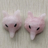 2pcs Natural Quartz Stone Fox Charms Pendants for Necklace Making