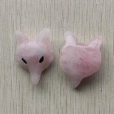 2pcs Natural Quartz Stone Fox Charms Pendants for Necklace Making