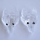 2pcs Natural Crystal Carved Wolf Head Pendants for Necklace