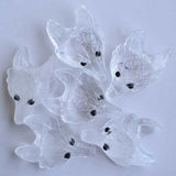 2pcs Natural Crystal Carved Wolf Head Pendants for Necklace