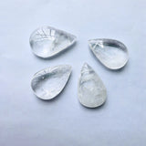 2pcs Clear Quartz Cracked Rock Crystal Pendant Beads 26x40mm Pear Drop