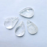 2pcs Clear Quartz Cracked Rock Crystal Pendant Beads 26x40mm Pear Drop
