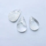2pcs Clear Quartz Cracked Rock Crystal Pendant Beads 26x40mm Pear Drop