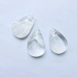 2pcs Clear Quartz Cracked Rock Crystal Pendant Beads 26x40mm Pear Drop