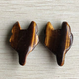 2pcs Tiger Eye Stone Carved Fox Shape Pendants for Jewelry Making