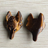 2pcs Tiger Eye Stone Carved Fox Shape Pendants for Jewelry Making