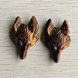 2pcs Tiger Eye Stone Carved Fox Shape Pendants for Jewelry Making