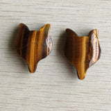 2pcs Tiger Eye Stone Fox Charms Pendants for Necklace Jewelry Making