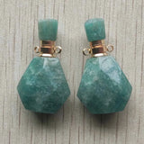 2pcs Amazonite Stone Perfume Bottle Pendants DIY Jewelry Making