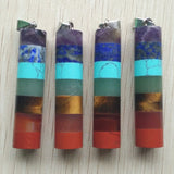 2pcs Rainbow 7 Layered Dowsing Chakra Cylinder Pendants