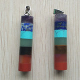 2pcs Rainbow 7 Layered Dowsing Chakra Cylinder Pendants