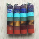 2pcs Rainbow 7 Layered Dowsing Chakra Cylinder Pendants