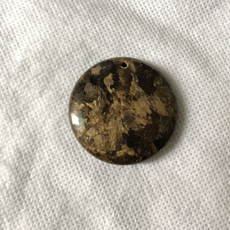 2pcs Bronzite Stone Bead 35mm Round Pendant for Necklace