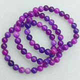 3-Piece Purple Sugilite Round Beads Stretch Bracelet 7.5 Inch