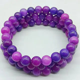3-Piece Purple Sugilite Round Beads Stretch Bracelet 7.5 Inch