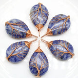 3 Natural Stone Aventurine Pendant Copper Tree of Life Wire Wrapped DIY Jewelry