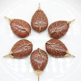 3 Natural Stone Aventurine Pendant Copper Tree of Life Wire Wrapped DIY Jewelry