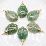 3 Natural Stone Aventurine Pendant Copper Tree of Life Wire Wrapped DIY Jewelry