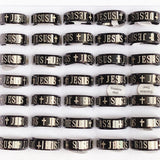 30 pcs 8mm JESUS CROSS rings Men's religious Christian Jewelry
