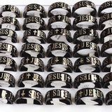 30 pcs 8mm JESUS CROSS rings Men's religious Christian Jewelry