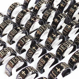30 pcs 8mm JESUS CROSS rings Men's religious Christian Jewelry