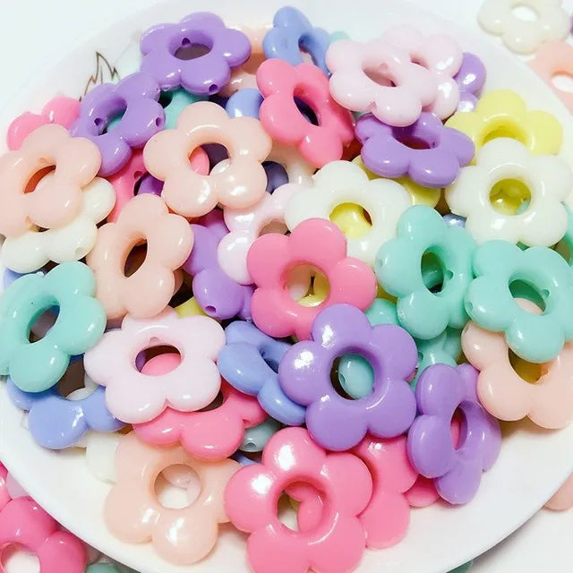 300Pcs 19mm Acrylic Flower Beads Jewelry Accessories Kids DIY Necklace Bracelet