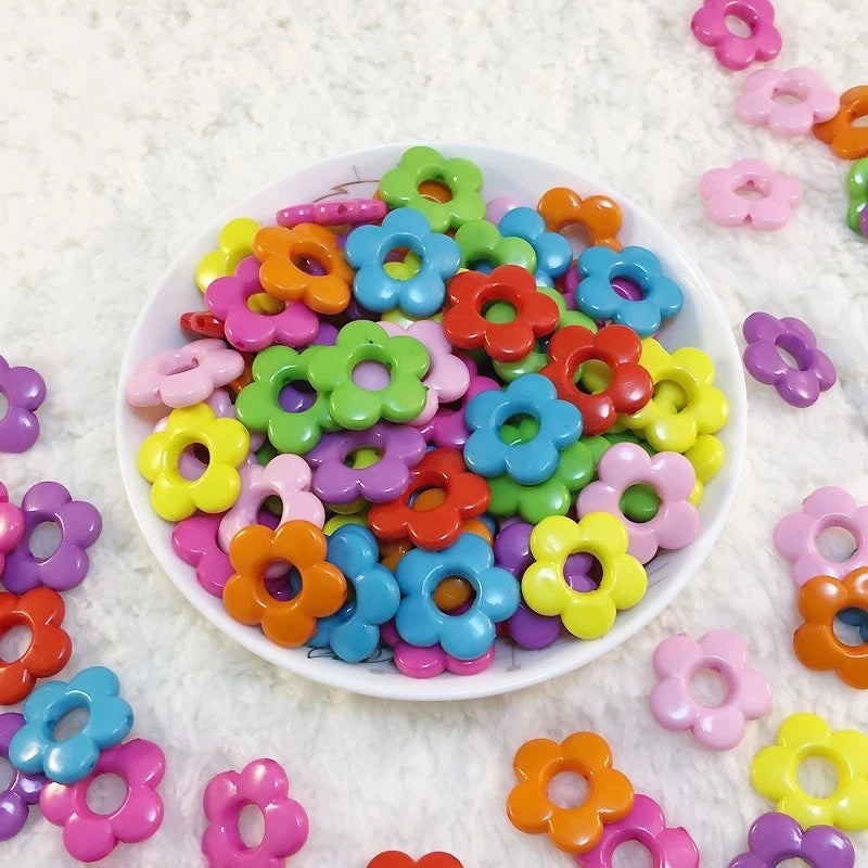 300Pcs 19mm Acrylic Flower Beads Jewelry Accessories Kids DIY Necklace Bracelet
