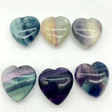 6Pcs Gem Stone Quartz Crystal Fluorite Heart Pendants DIY Jewelry