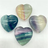 6Pcs Gem Stone Quartz Crystal Fluorite Heart Pendants DIY Jewelry